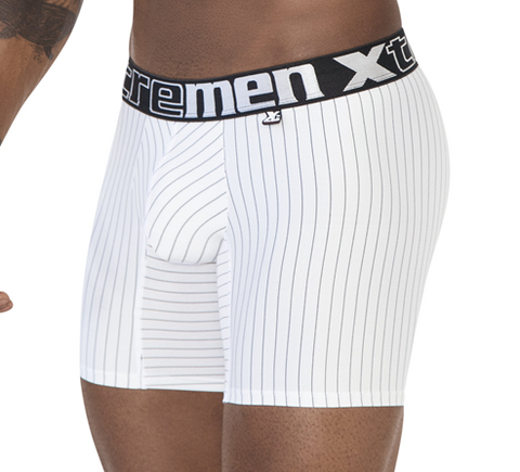 Xtremen Boxer Clasico Largo - Rayas  TIZA Microfibre White