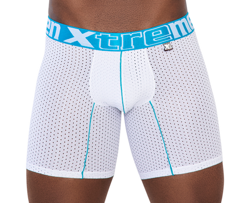 Xtremen Boxer Long Deportivo Mesh Completo Microfibre Men's Underwear, White
