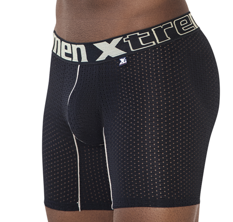 Xtremen Boxer Long Deportivo Mesh Completo Microfibre Men's Underwear, Black