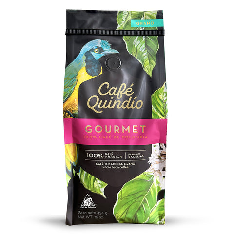 Café Quindío 100% Colombian Excelso Gourmet Whole Bean Coffee 454g Pack